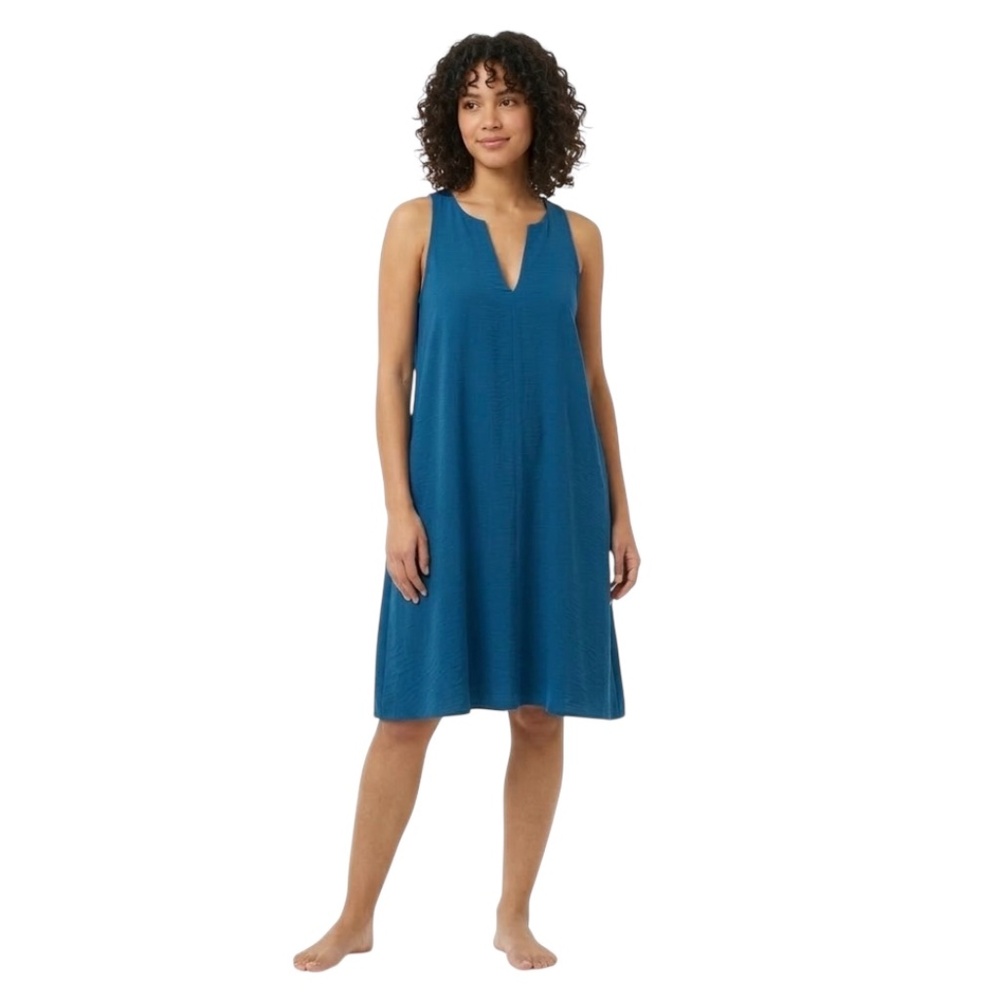 Banana Republic V-Neck Sleeveless A Line Midi Dress Sz S Blue Modern Luxurious